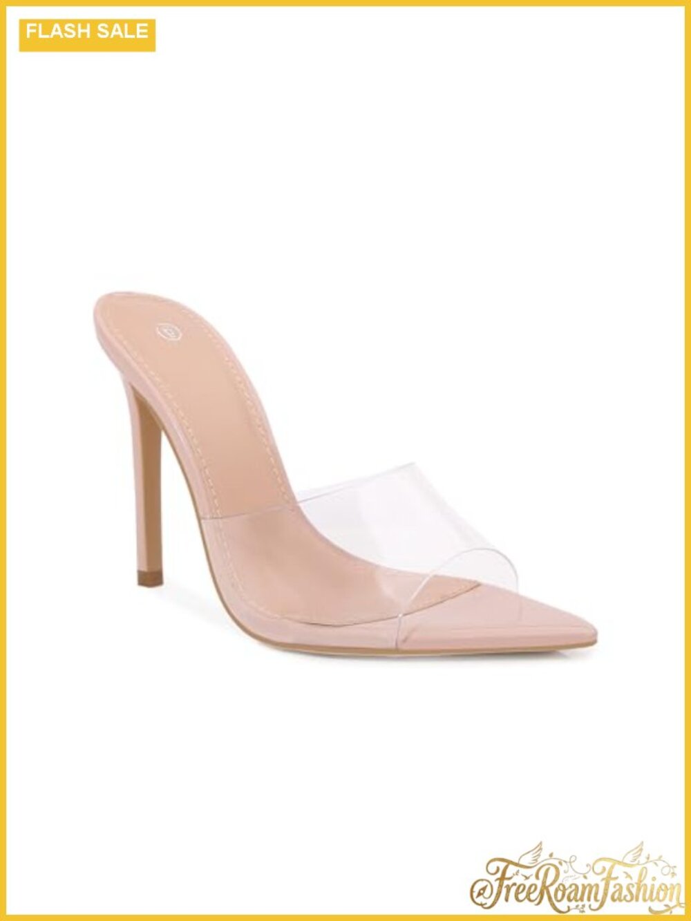 Clear Pointed Toe Stiletto Heel Slide Sandals with Memory Foam Insole